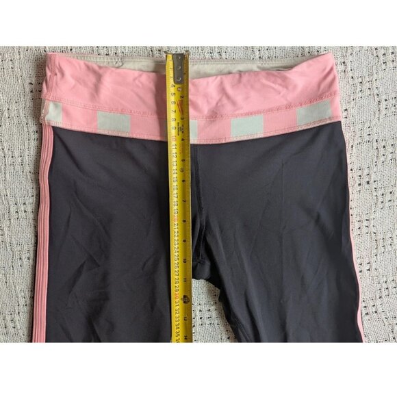 Lululemon Women's Up the Pace Crop Black Stripe Bleached Coral Leggings Size 6 - Picture 4 of 5